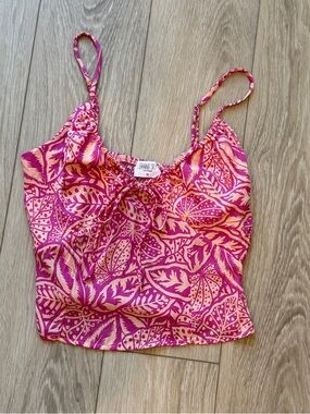 Sienna Sky Women’s Medium Pink Tropical Floral Smocked Cami Top
